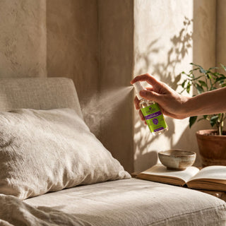 Spray de citronela Exotik Nat rociado en una sala con plantas